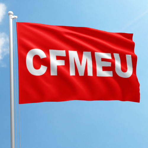 Red CFMEU crane Flags
