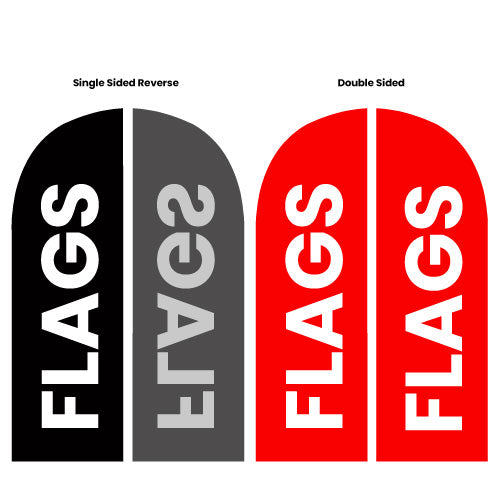 Feather Flags showing single sided and double sided